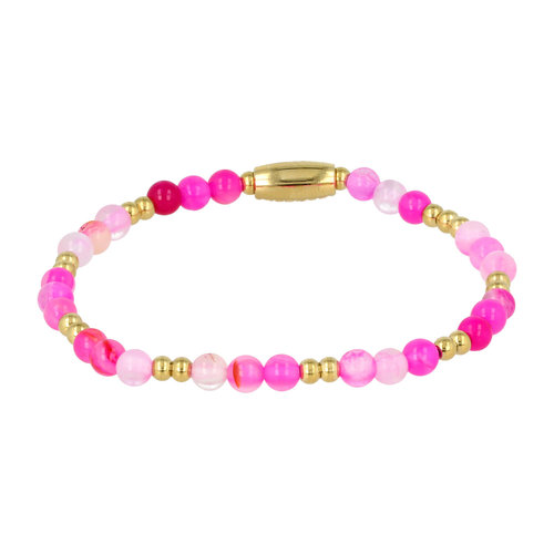 My Bendel Gouden Armband met Rose Stripe Agate Edelsteen