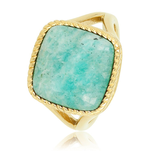 My Bendel Gouden zegelring - Amazonite edelsteen - emotionele balans