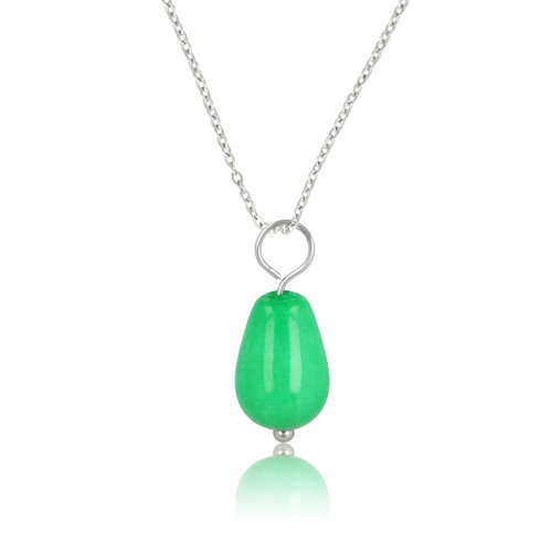 My Bendel Zilveren Ketting met Chrysoprase Peervormige Hanger