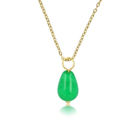 My Bendel Gouden Ketting met Chrysoprase Peervormige Hanger