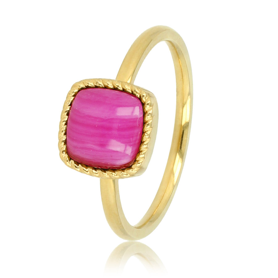 My Bendel Gouden zegelring met Rose Stripe Agate voor zelfverzekerdheid en rust. Inclusief 1 jaar garantie.