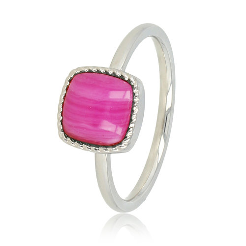 My Bendel Kleine zegelring met Rose Stripe Agate edelsteen