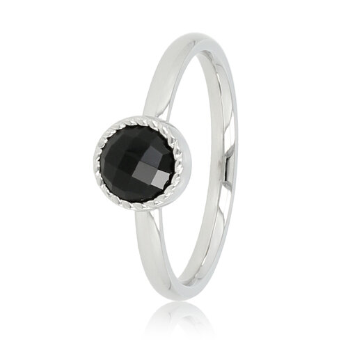 My Bendel Silberring mit schwarzem Glasstein