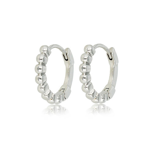 My Bendel Stralende Zilveren Oorring met Bolletjes Touch
