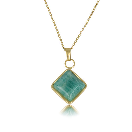 My Bendel Gouden Ketting met Amazonite Hanger - Unieke Stijl