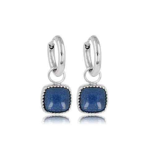 My Bendel Zilveren Oorringen met Blue Aventurine Elegantie