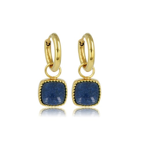 My Bendel Gold earrings with Blue Aventurine gemstone - 10mm