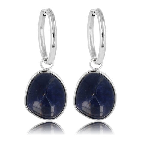 My Bendel Zilveren Oorringen met Sodalite Charme