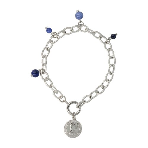 My Bendel Link bracelet silver with coin charm and Sodalite gemstone