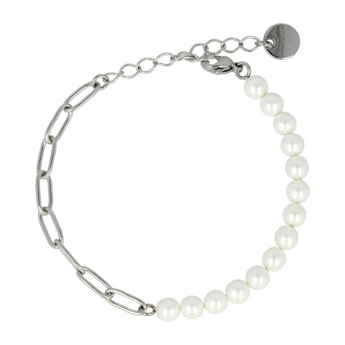 My Bendel Combi link bracelet silver white pearl