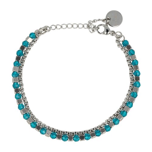 My Bendel Silver double bracelet with saphire glass stones