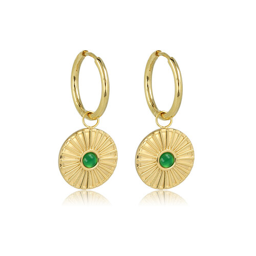 My Bendel Stralende Zon Oorringen met Green Agate Pracht