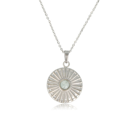 My Bendel Zilveren Amazonite Ketting met Zonnetjes Hanger