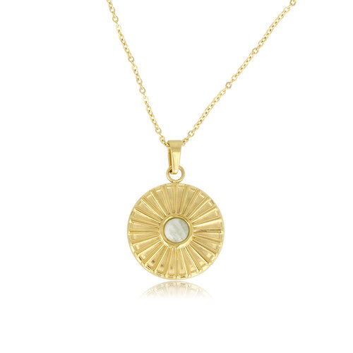 My Bendel Gouden Amazonite Ketting met Zonnetje Hanger