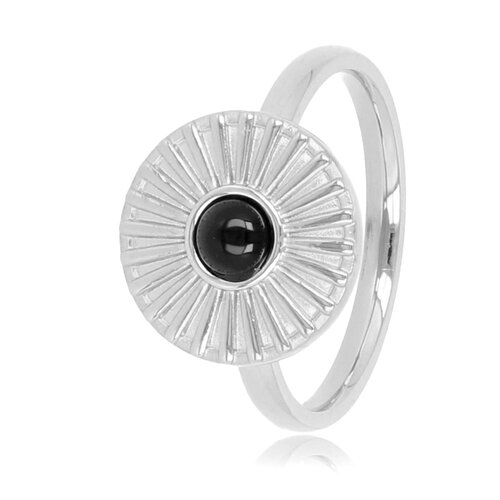 My Bendel Zilveren ring met zonnetje - Onyx edelsteen - Innerlijke kracht
