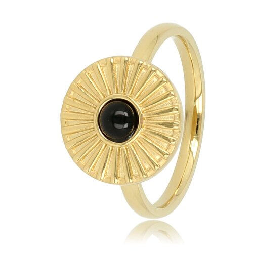 My Bendel Gouden ring met zonnetje - Onyx edelsteen - Innerlijke kracht