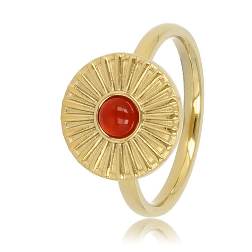 My Bendel Gouden ring met zonnetje - Carnelian edelsteen - Stijlvol