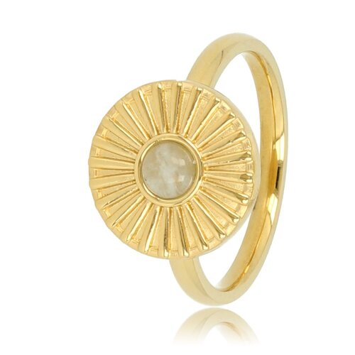 My Bendel Gouden ring met zonnetje - Amazonite