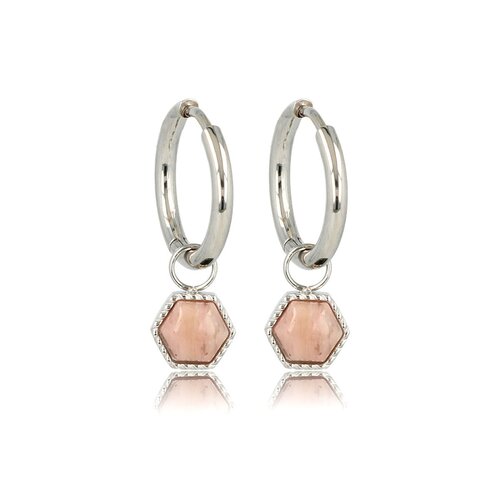 My Bendel Ohrringe Silber Sechseck mit Rhodonit Edelstein