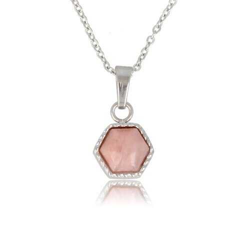 My Bendel Zilveren Ketting met Rhodonite Zeshoek Hanger