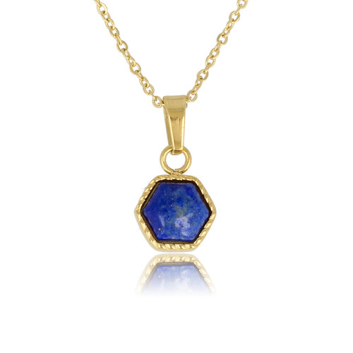 My Bendel Halskette aus Gold mit sechseckigem Lapislazuli-Edelstein