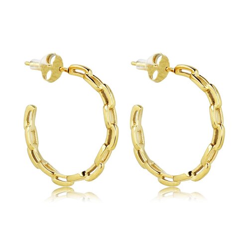 My Bendel Elegante Gouden Schakel Oorringen 25x3 mm