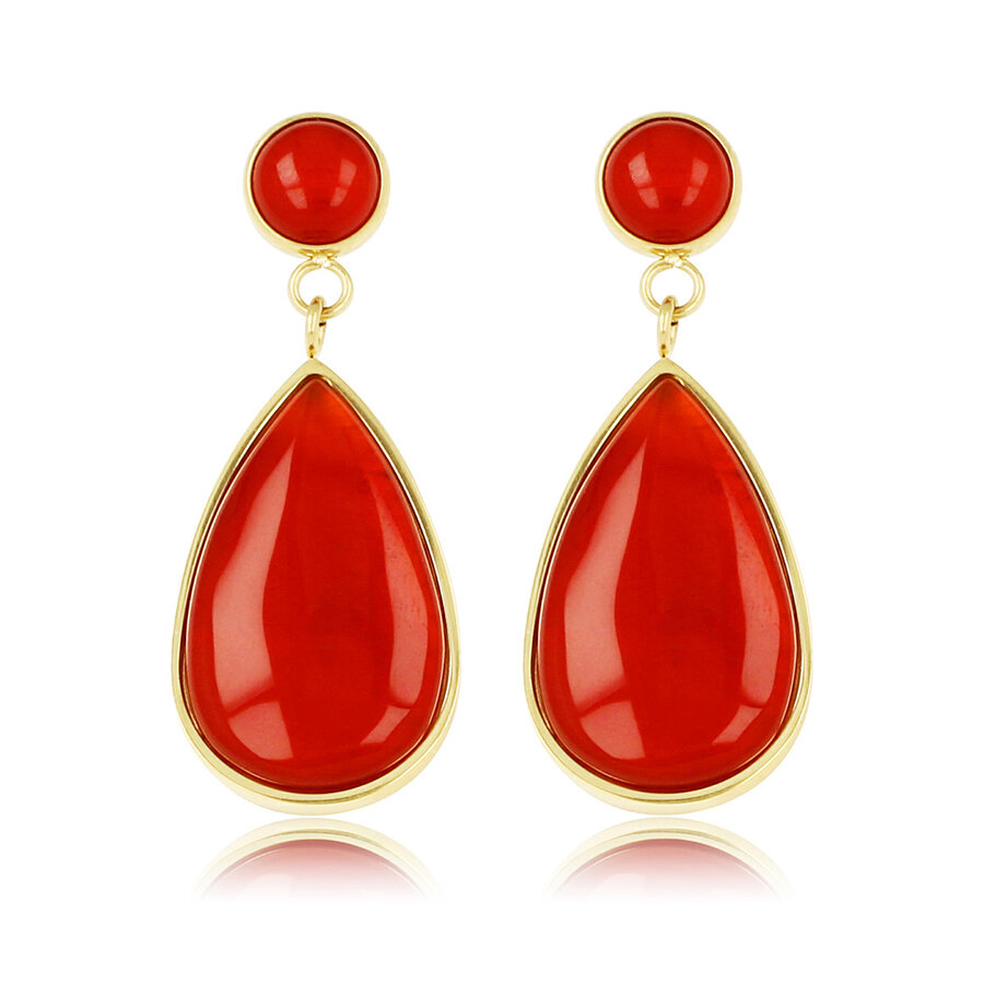 My Bendel Goldfarbener Ohrring mit tropfenförmigem Carnelian-Anhänger