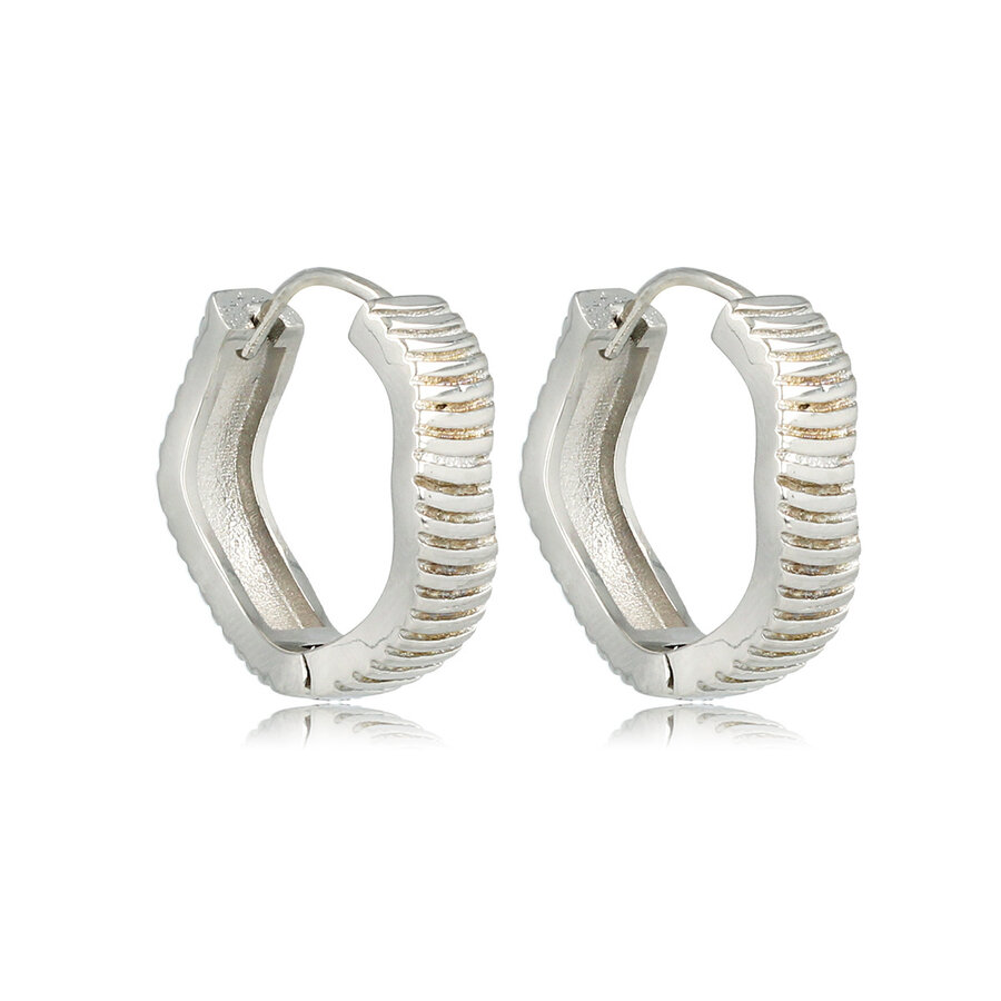 My Bendel Stijlvolle Zilveren Oorringen: Platte Ribbels in Nikkelvrij Stainless Steel - Ontdek de Elegantie! - My Bendel