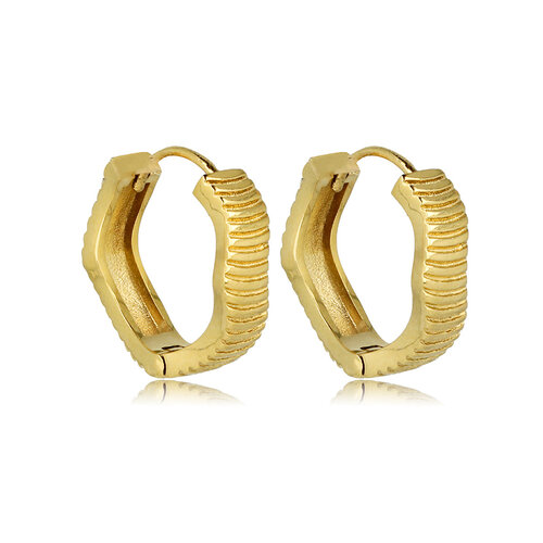 My Bendel Stralende Gouden Oorringen met Elegante Ribbels