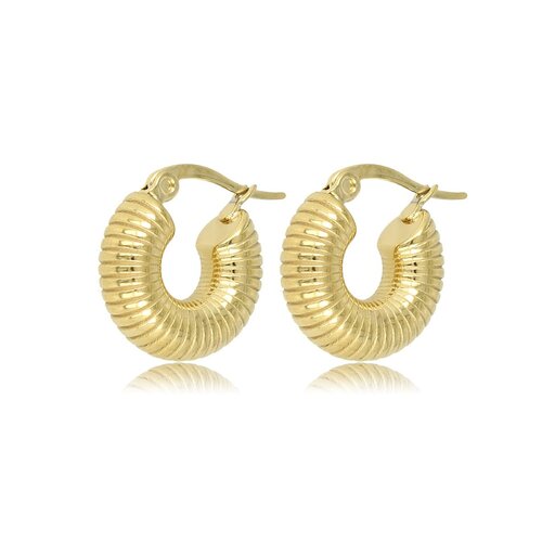 My Bendel Ohrring gold mit Riffelung 16x6 mm