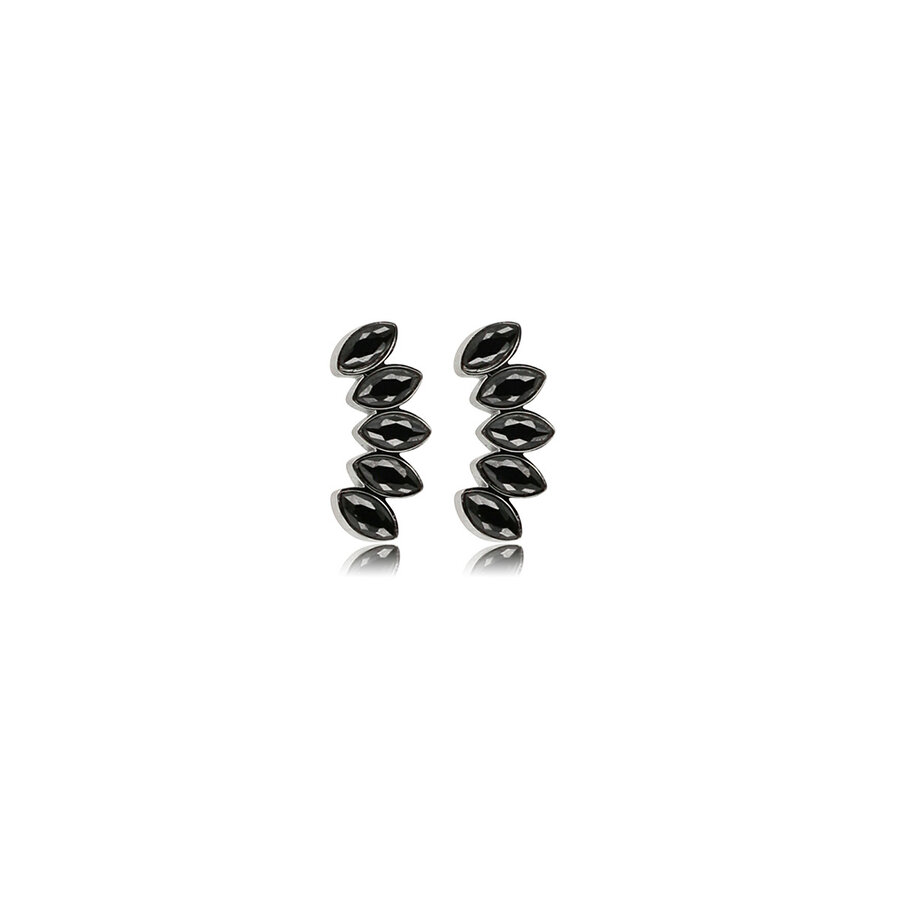 My Bendel Silver earring with black glass stones