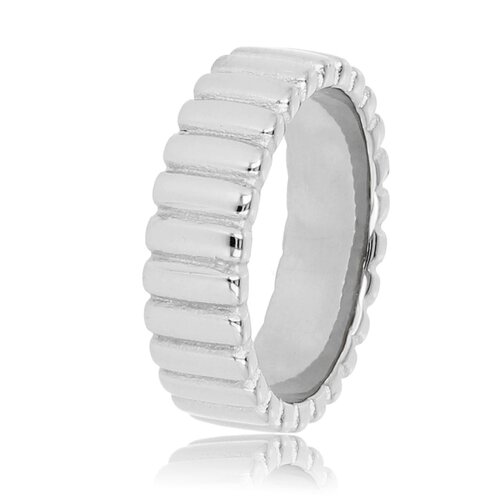 My Bendel Zilverkleurige ring - stijlvolle ribbels - eigentijds ontwerp