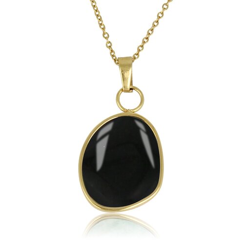 My Bendel Gouden ketting met Onyx hanger - Unieke edelsteen combinatie