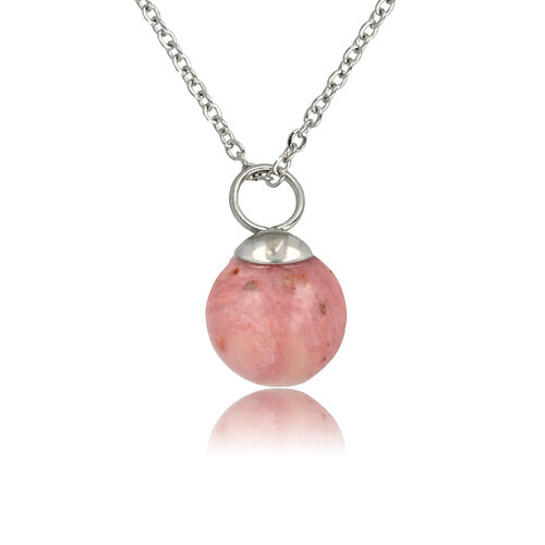 My Bendel Zilveren ketting met Rhodonite edelsteen balletje