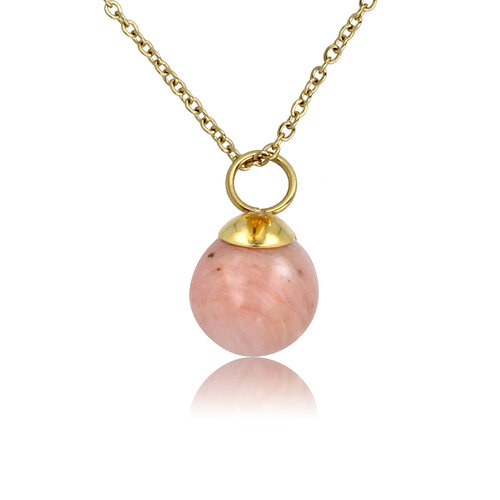 My Bendel Gouden ketting met Rhodonite edelsteen balletje