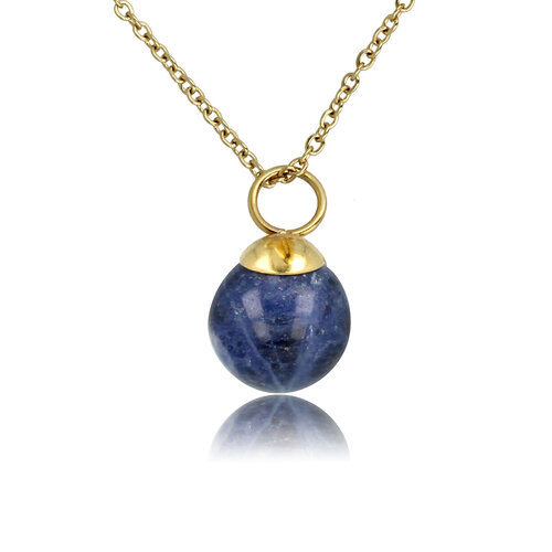 My Bendel Gouden ketting met Sodalite edelsteen balletje