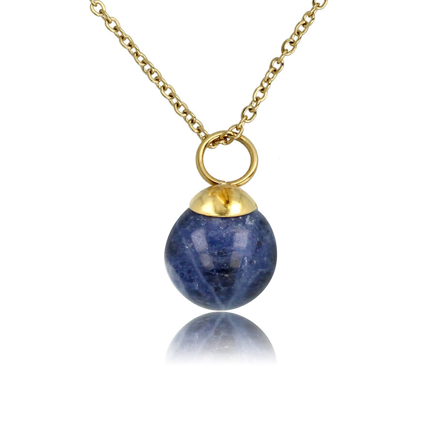 My Bendel Gouden ketting met Sodalite balletje. Minimalistisch en elegant, perfect voor elke gelegenheid. Harmonie en zelfvertrouwen. My Bendel.