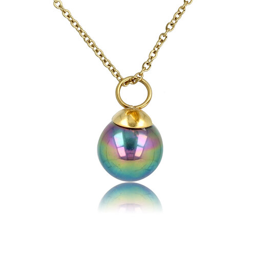 My Bendel Gouden ketting met zwarte parel balletje