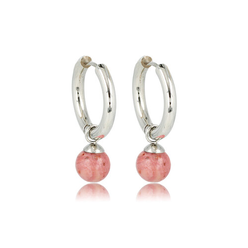 My Bendel Rhodonite Zilveren Oorringen: Elegantie in Balans