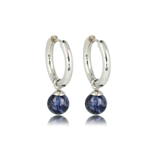 My Bendel Sodalite Zilveren Oorringen: Elegantie in Blauw