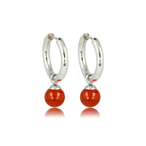 My Bendel Red Aventurine Zilveren Oorringen: Natuurlijke Elegantie