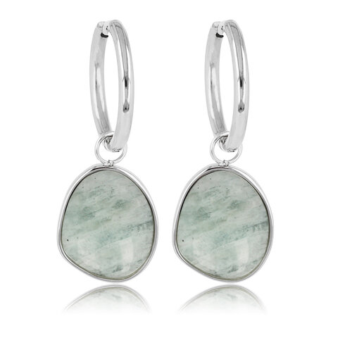 My Bendel Amazonite Elegantie: Zilveren Oorbellen 36mm