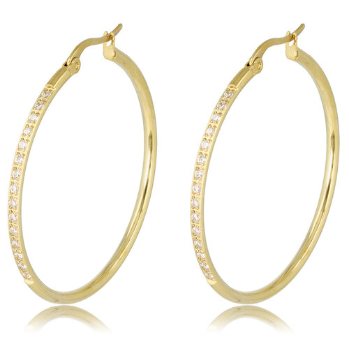 My Bendel Stralende Gouden Oorringen met Zirkonia