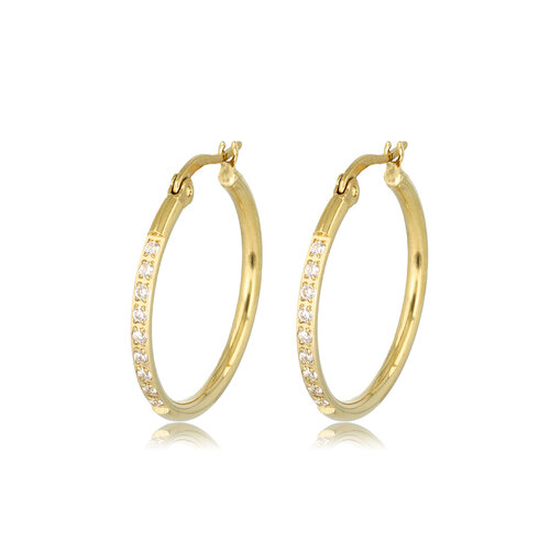 My Bendel Stralende Gouden Oorringen met Zirkonia  25mm
