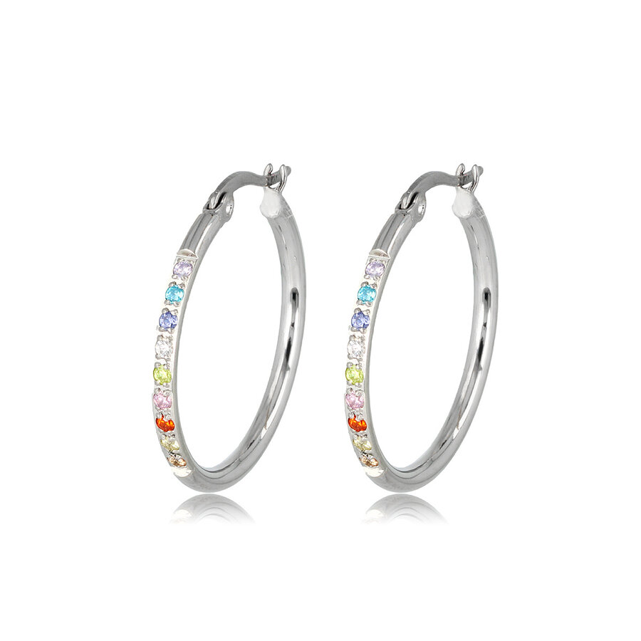 My Bendel Kleurrijke Zirkonia Oorringen in Nikkelvrij Staal - Voeg Stijl Toe aan Jouw Look! - My Bendel