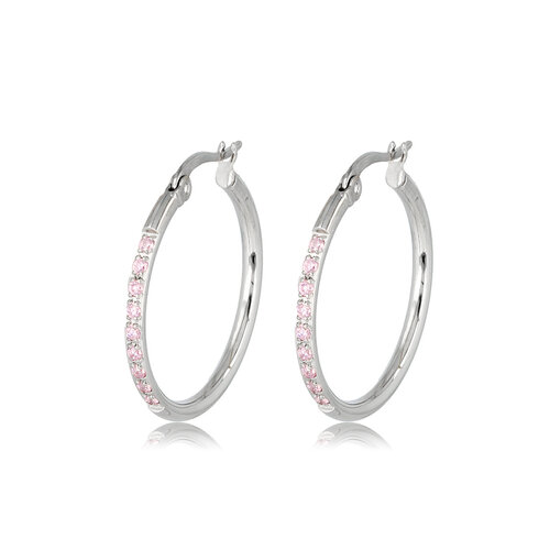 My Bendel Roze Zirkonia Zilveren Oorringen 25mm Elegantie