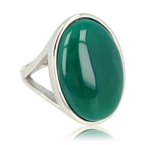 My Bendel Zilveren statement ring - Green Agate edelsteen