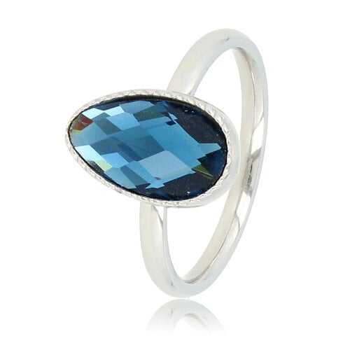My Bendel Zilveren ring - getwist randje - blauwe glassteen