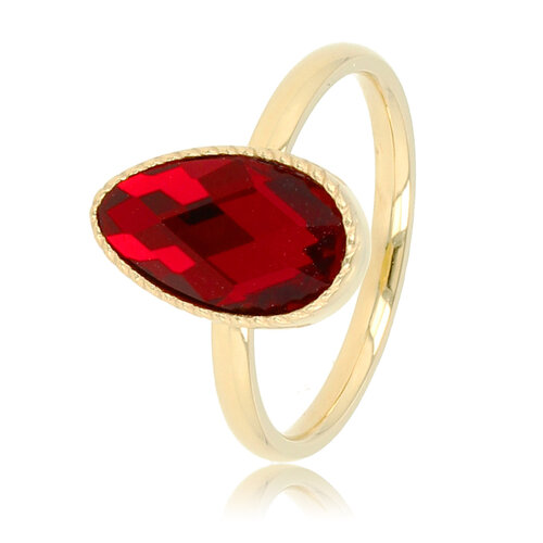 My Bendel Gold ring with twisted edge and red glass stone