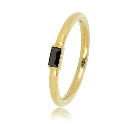 My Bendel Gold stud ring with small black stone